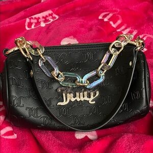 Juicy Couture Black Shoulder Bag with Iridescent Chain